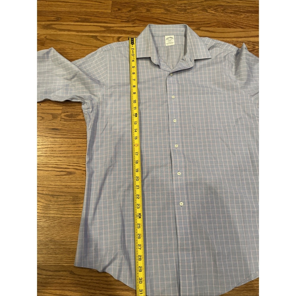 Brooks Brothers 346 Men's Slim Fit Stretch Shirt Blue Plaid Size 16.5 2/3 - Picture 7 of 8